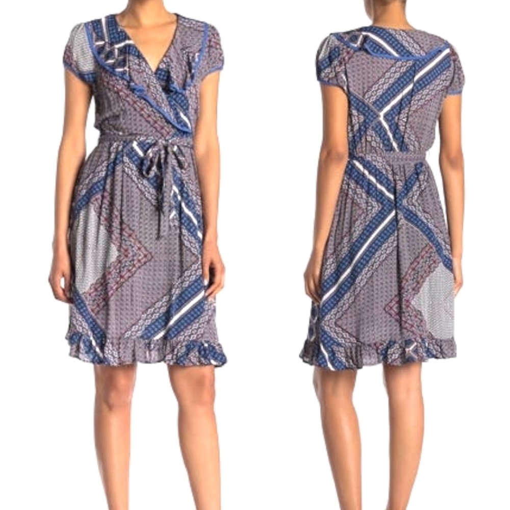 Papillon Ditsy Floral Print Ruffle Midi‎ Dress M